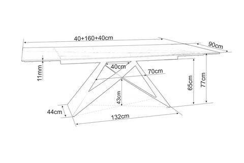 Designer dining table Westin Black with extension 160 - 240cm