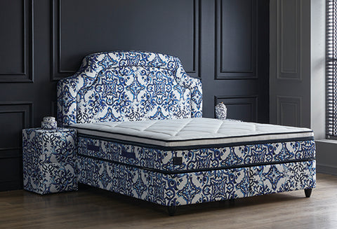 Designer box spring bed Calienna with mattress & storage space