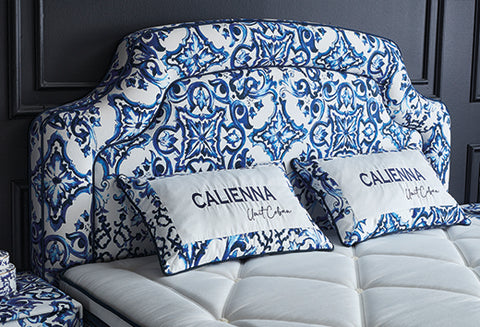 Designer box spring bed Calienna with mattress & storage space