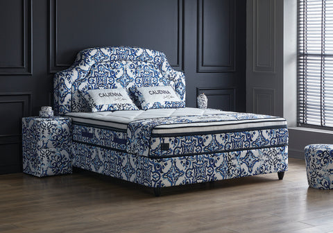 Designer box spring bed Calienna with mattress & storage space