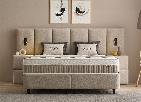 Designer Boxspringbett Davis inkl. Beleuchtung & Matratze & Stauraum