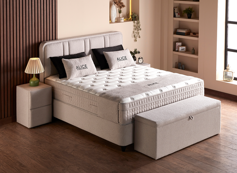 Designer Boxspringbett Alice mit Matratze & Stauraum