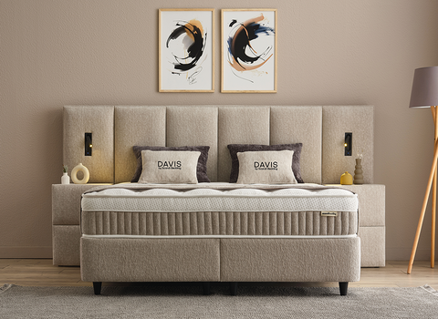 Designer Boxspringbett Davis inkl. Beleuchtung & Matratze & Stauraum