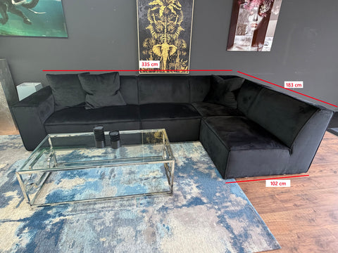 Sofa Bellagio 335x183cm SOFORT VERFÜGBAR "Samt schwarz"