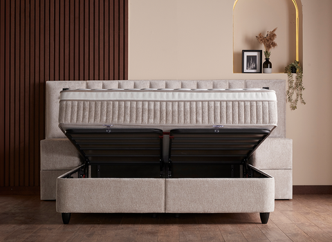 Designer Boxspringbett Penelope mit Matratze & Stauraum