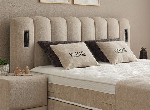 Designer Boxspringbett Wind mit Beleuchtung & Matratze & Stauraum