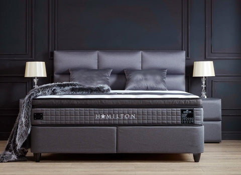 Designer Boxspringbett Hamilton inkl. Matratze & Stauraum - Luxano