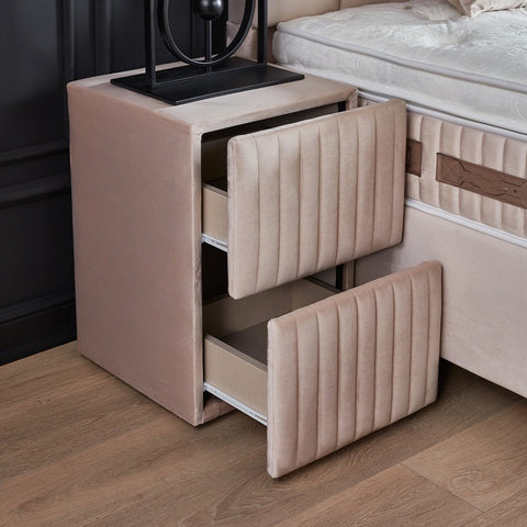 Designer box spring bed Jazzlyn including mattress & storage space