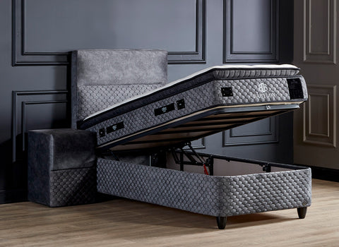 Designer box spring bed Babylon Jugend incl. mattress & storage space