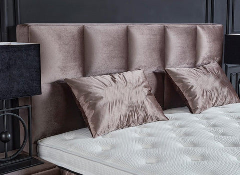 Designer box spring bed Phantom Beige including mattress & storage space