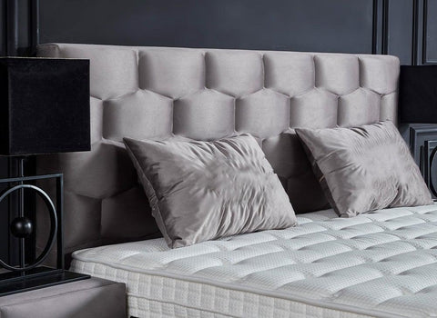Designer box spring bed Palermo Grey including mattress & storage space