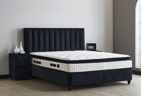 Designer box spring bed Camila with mattress &amp; storage space 