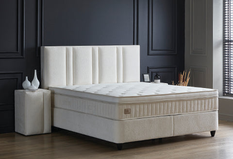 Designer box spring bed Aura with mattress &amp; storage space 