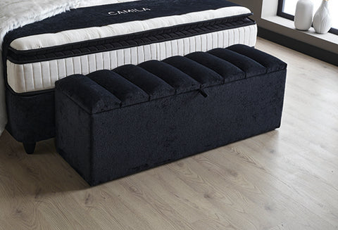 Designer box spring bed Camila with mattress &amp; storage space 