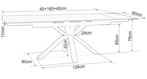 Designer dining table Westin Black with extension 160 - 240cm