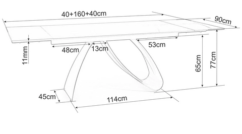 Designer dining table Duna with extension 160 - 240cm 