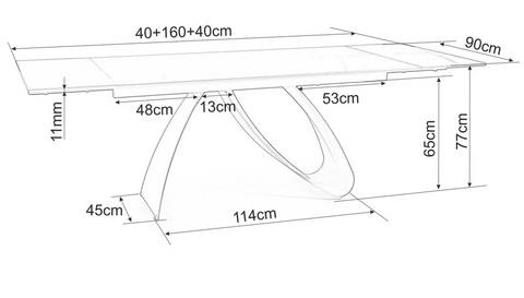 Designer dining table Duna with extension 160 - 240cm 