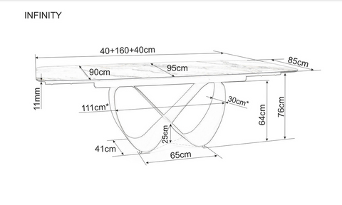 Designer dining table Infinity with extension 160 - 240cm 