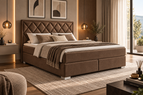 Designer Boxspringbett Leon mit Matratze & Topper