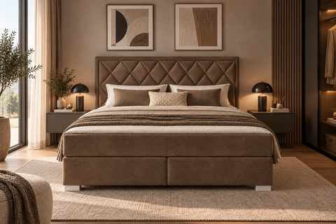Designer Boxspringbett Leon mit Matratze & Topper