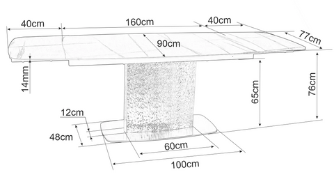 Designer dining table Duna with extension 160 - 240cm 