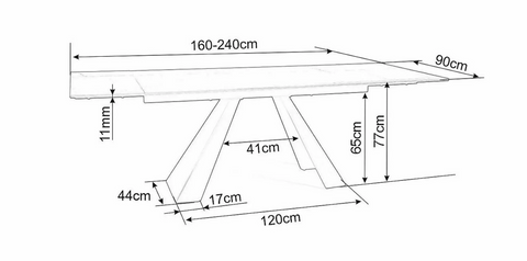 Designer dining table Salvador with extension 160-240 cm