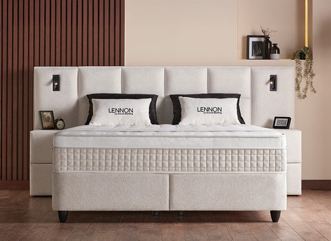Designer Boxspringbett Lennon mit Matratze & Stauraum