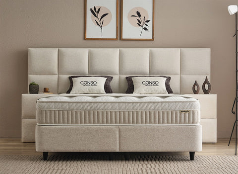 Designer Boxspringbett Conso mit Matratze & Stauraum