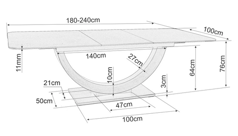 Designer Esstisch Bruno mit Auszug 180 - 240cm