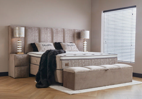 Designer Boxspringbett Calisto mit Matratze & Stauraum