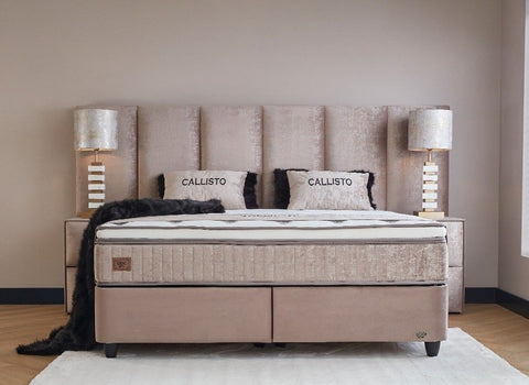 Designer Boxspringbett Calisto mit Matratze & Stauraum