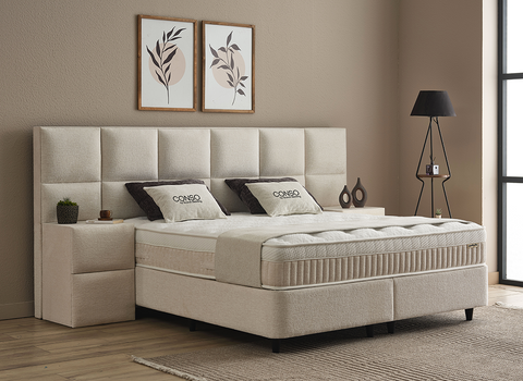 Designer Boxspringbett Conso mit Matratze & Stauraum