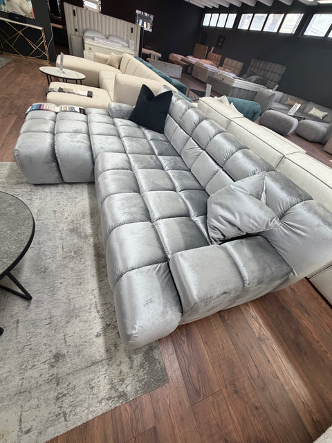 Sofa Beluga 288cm SOFORT VERFÜGBAR "Samtstoff Primo Grey"