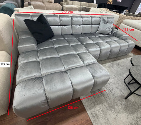 Sofa Beluga 288cm SOFORT VERFÜGBAR "Samtstoff Primo Grey"