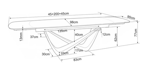 Designer Esstisch Marnello mit Auszug 200–290 cm