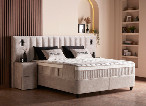 Designer Boxspringbett Penelope mit Matratze & Stauraum