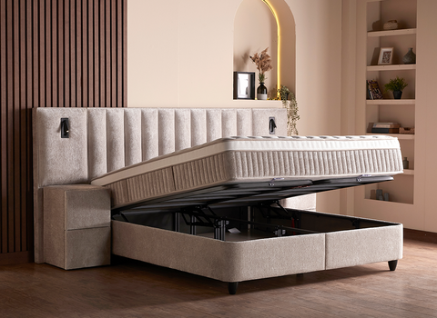 Designer Boxspringbett Penelope mit Matratze & Stauraum