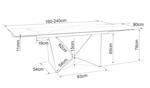 Designer dining table Duna with extension 160 - 240cm 