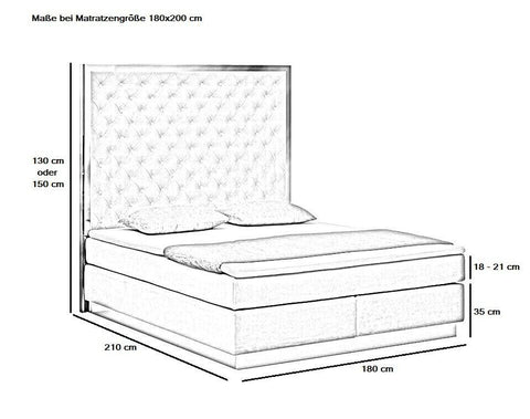 Designer Boxspringbett Venice mit Matratze & Topper - Luxano