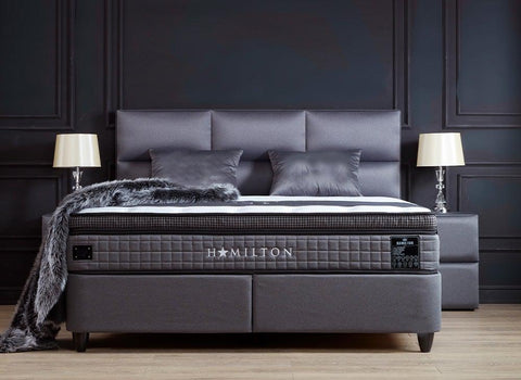 Designer Boxspringbett Hamilton inkl. Matratze & Stauraum - Luxano