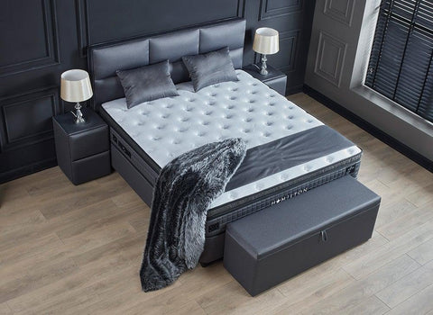 Designer Boxspringbett Hamilton inkl. Matratze & Stauraum - Luxano