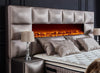 Designer Boxspringbett Kingston mit KAMIN & Matratze & Stauraum - Luxano