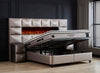 Designer Boxspringbett Kingston mit KAMIN & Matratze & Stauraum - Luxano