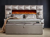 Designer Boxspringbett Kingston mit KAMIN & Matratze & Stauraum - Luxano