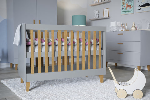 Designer baby bed Rubi grey including mattress 