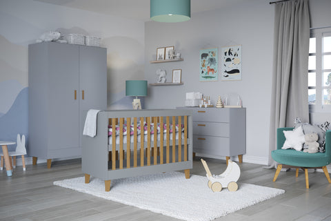 Designer Babybett Rubi grey inkl. Matratze