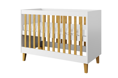 Designer baby bed Rubi white including mattress 