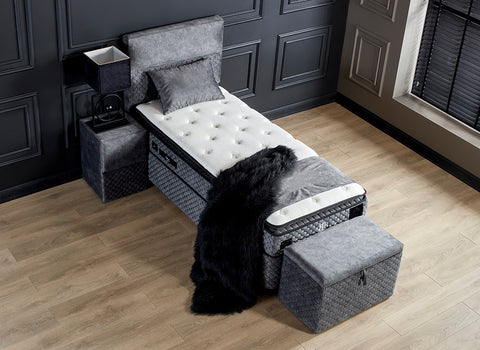 Designer Boxspringbett Babylon Jugend inkl. Matratze & Stauraum