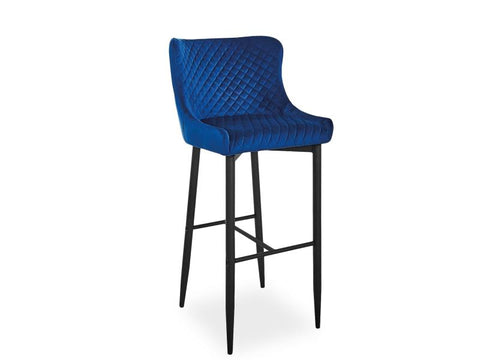 Designer Barhocker Collin Velvet Blue-Luxano