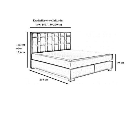 Designer Boxspringbett Alba mit Matratze & Topper - Luxano